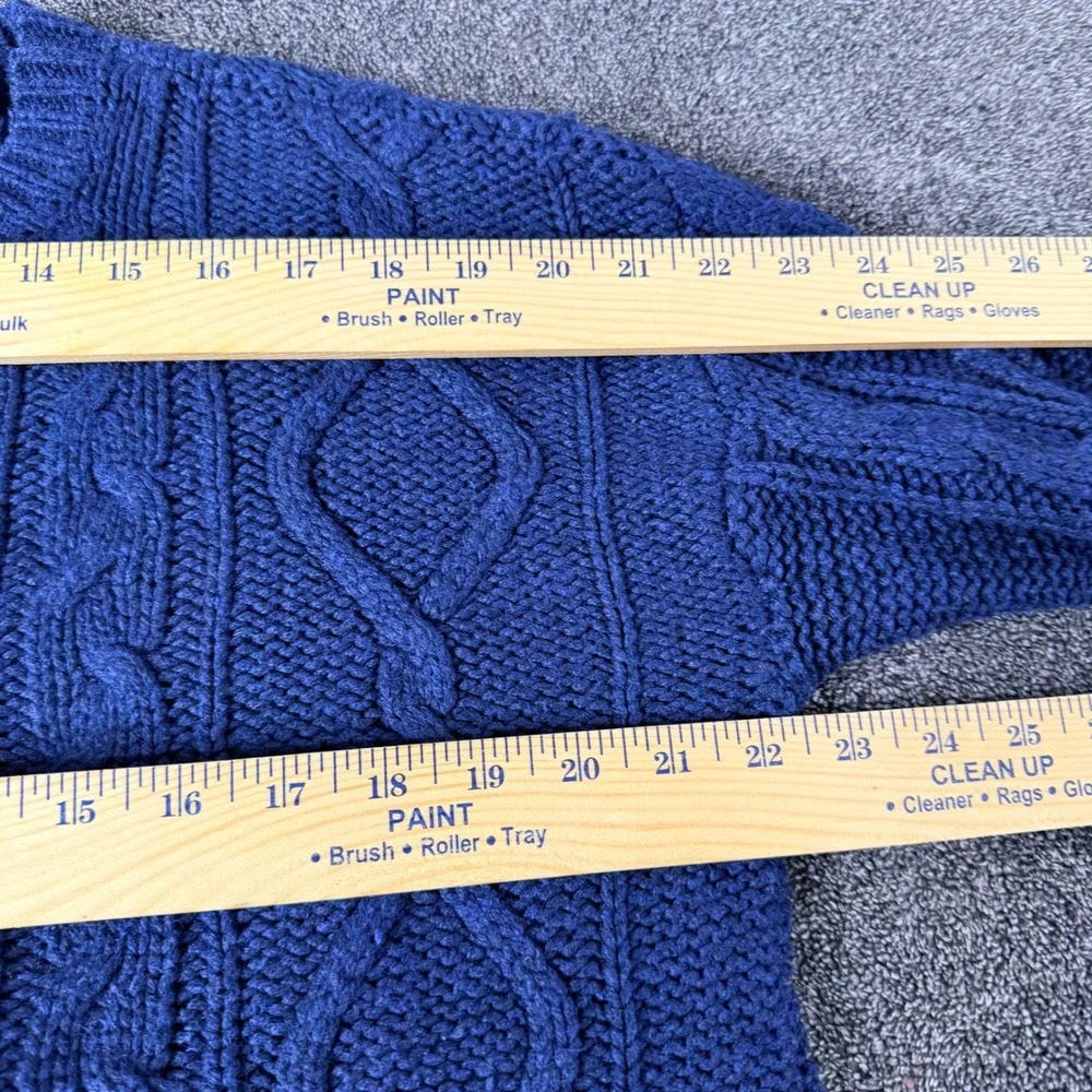 Moda International Navy Blue Cable Knit Wool Blend Crew Neck Tunic Sweater XL